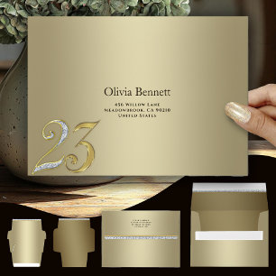 Elegant Gold Envelope With Number 33 Milestone