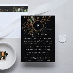 Elegant Gold Eucalyptus Black Details INFO Enclosure Card
