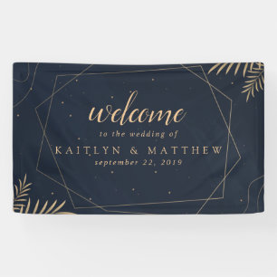 Elegant Gold Eucalyptus Geometric Wedding Party Banner