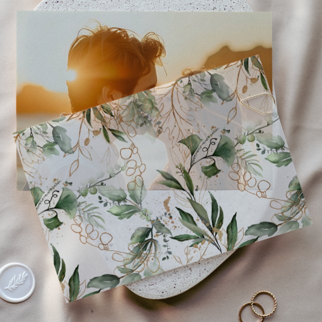 Elegant Gold Eucalyptus Greenery Sage Overlay Vellum Invitations (Creator Uploaded)