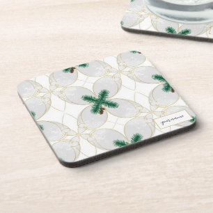 Elegant Gold Eucalyptus MerryMist Holiday Cork Coa Coaster