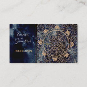 Elegant Gold Eye Sun Moon Mandala Navy-Blue Design Business Card