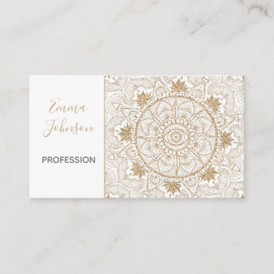 Elegant Gold Eye Sun Moon Mandala White Business Card