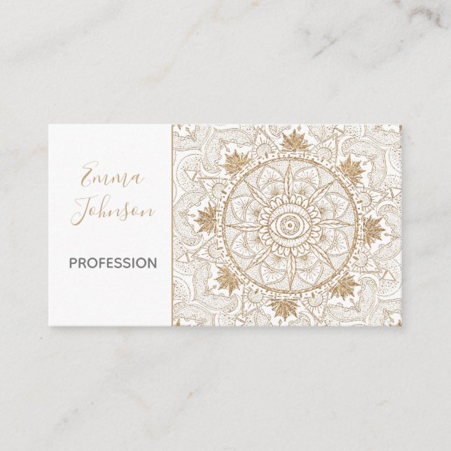 Elegant Gold Eye Sun Moon Mandala White Business Card (Front)