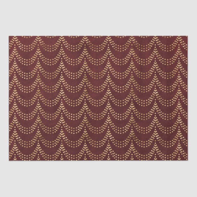 Elegant Gold Fairy Lights Rustic Red Christmas  Tissue Paper (Front)