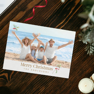 Elegant Gold Family Photo Christmas Card