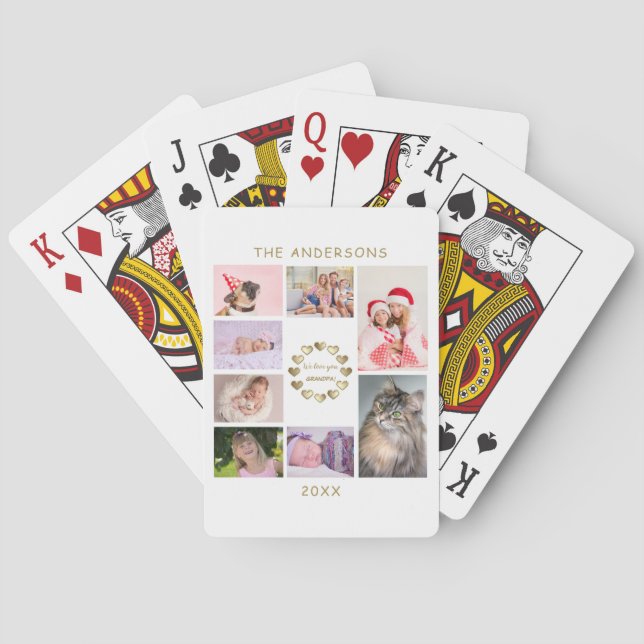 Elegant Gold Family Photo Collage Father’s Day Playing Cards (Back)