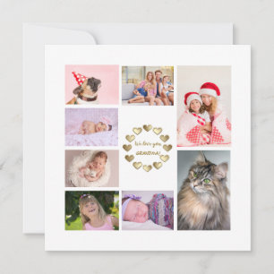 Elegant Gold Family Photo Collage Mother's Day Holiday Card