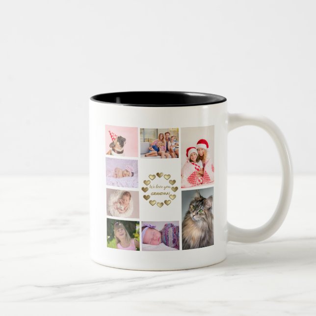 Elegant Gold Family Photo Collage Mother's Day Two-Tone Coffee Mug (Right)