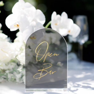 Elegant Gold Faux Foil Arch Acrylic Open Bar Sign Acrylic Invitations