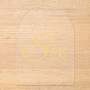Elegant Gold Faux Foil Arch Acrylic Table Number
