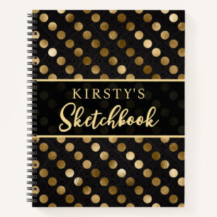 Elegant Gold Faux Foil Polka Dots Sketchbook Notebook