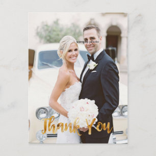 Elegant, Gold, Faux Foil, Thank You, Custom Photo Postcard