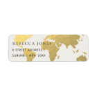 ELEGANT GOLD FAUX KRAFT WORLD MAP ADDRESS