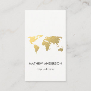ELEGANT GOLD FAUX KRAFT WORLD MAP PERSONALISED BUSINESS CARD
