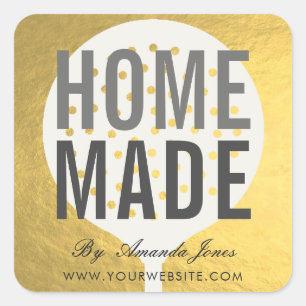 ELEGANT GOLD FAUX SKIMMER CHEF COOKING HOMEMADE SQUARE STICKER