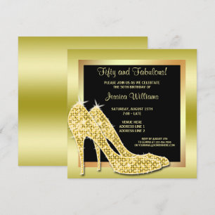 Elegant Gold Fifty & Fabulous Birthday Party Invitation