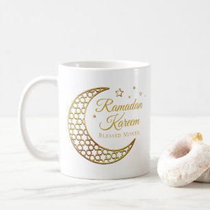 Elegant Gold Filigree Crescent Moon Ramadan Kareem Coffee Mug