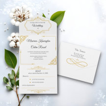 Elegant Gold Filigree on White, Wedding