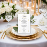 Elegant Gold Filigree on White Wedding Menu Budget<br><div class="desc">This Elegant Gold Filigree on White, is a perfect traditional meu for couples who want to acknowledge the old while embracing the new. Wedding menu cards are an essential component of a reception dinner. They inform your guests about each course, but they also set the expectations for the evening. Menu...</div>