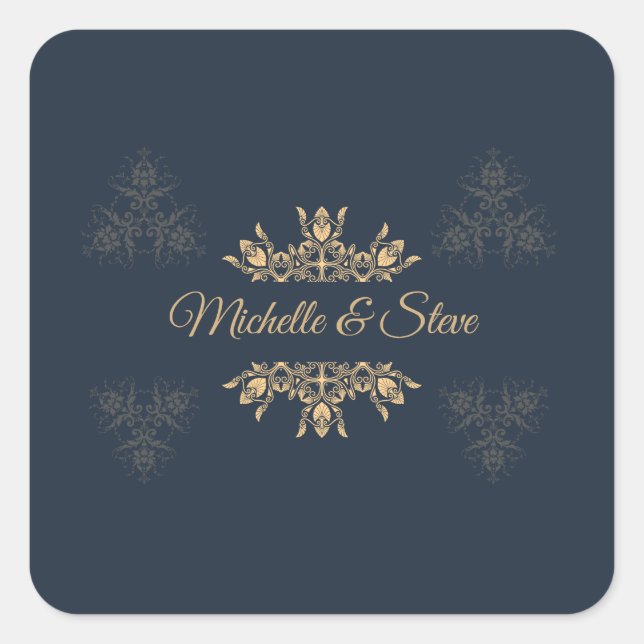 Elegant Gold Filigree Personalized Name Stickers (Front)