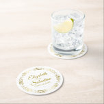 Elegant Gold Filigree Simple Chic Wedding Round Paper Coaster<br><div class="desc">These wedding coasters are designed to coordinate with our Gold Foil Elegant Wedding Suite. They feature gold text on a white background with a gold faux foil floral border. There is a place to enter the couple's names and the wedding date. Wonderful wedding memento.</div>