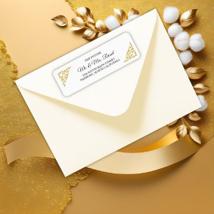 Elegant Gold Filigree , Wedding Return Address