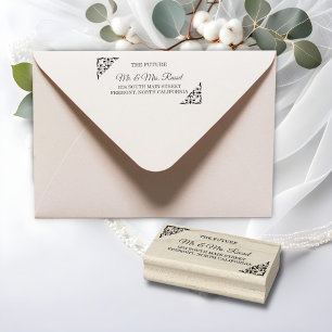 Elegant Gold Filigree , Wedding Return Address Rubber Stamp