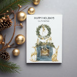 Elegant Gold Fireplace Christmas Flat Holiday Card<br><div class="desc">Embrace the spirit of the season with our newest collection of Flat Christmas greeting cards, designed to spread joy and cheer among business partners, friends, and beloved family members. Our assortment boasts an array of festive designs, each crafted to bring warmth and merriment to your holiday messages. Whether extending season's...</div>