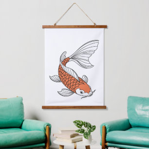 Elegant Gold Fish Decorative Wall Hanging Tapestry