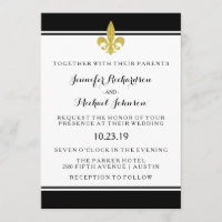 Elegant Gold Fleur de Lis Black and White Wedding