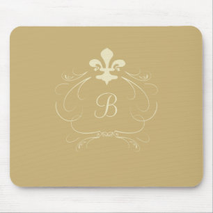 Elegant Gold Fleur de Lis Monogram Mouse Mat