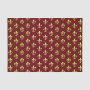 Elegant Gold Fleurs de lys Dark Red Tissue Paper