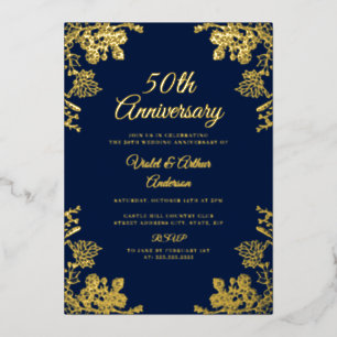 Elegant Gold Floral 50th Wedding Anniversary