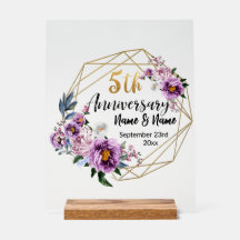 Elegant Gold Floral 5 Year Anniversary 