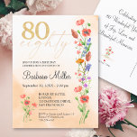Elegant Gold Floral 80th Birthday – 80 Years Invitation Postcard<br><div class="desc">Celebrate 80 wonderful years with this elegant gold and floral 80th birthday design. Featuring a faux-gold “80, ” soft watercolor flowers, and modern script on a warm beige background, this invitation blends timeless charm with a fresh look. The back includes a heartfelt message and coordinating floral detail. Ideal for milestone...</div>