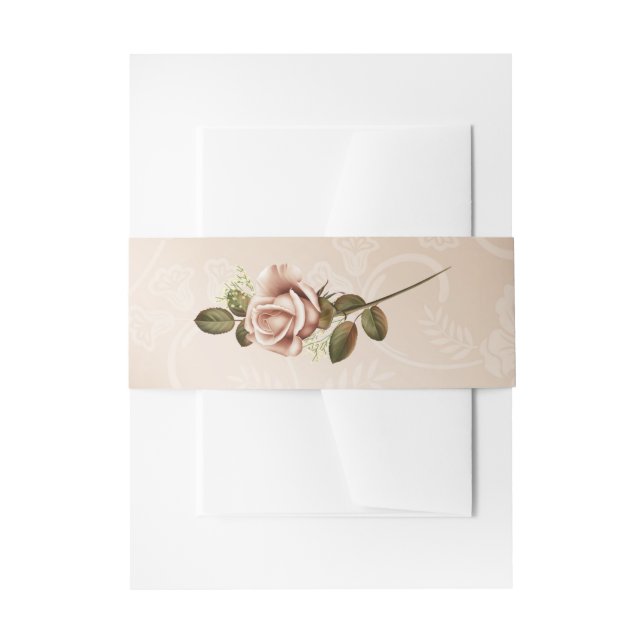 Elegant gold floral Belly Band with Rose Invitation Belly Band (Front Example)