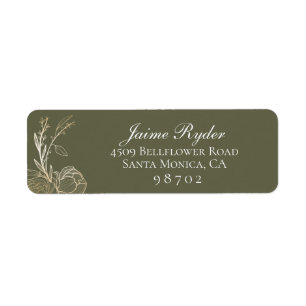 Elegant Gold Floral Botanical Return Address