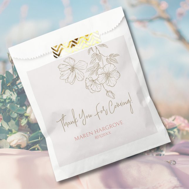 Elegant Gold Floral Bridal Shower Thank You Favour Bags (Elegant Gold Floral Bridal Shower Thank You Favor Bag
)