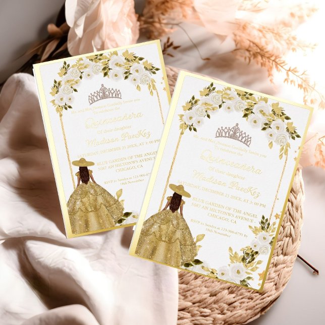 Elegant Gold Floral Butterfly Quinceanera (Creator Uploaded)