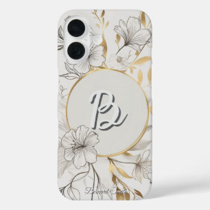 Elegant Gold Floral Chic Botanical Design iPhone 16 Case