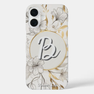 Elegant Gold Floral Chic Botanical Design iPhone 16 Case