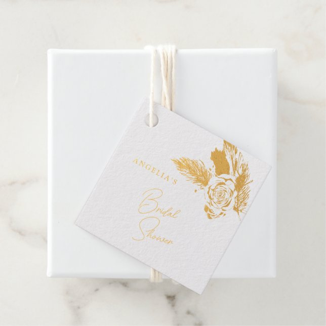 Elegant Gold Floral Composition Foil Gift Tag (With Box)