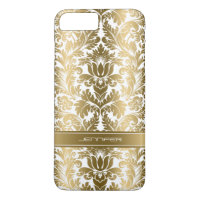 Elegant Gold Floral Damasks 2 White Background