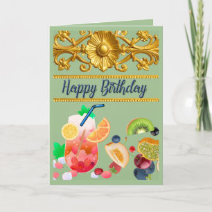 Elegant Gold Floral Design Birthday Card