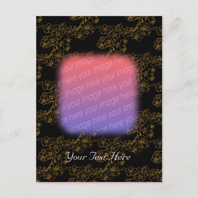Elegant Gold Floral Design Photo Postcard (Front)