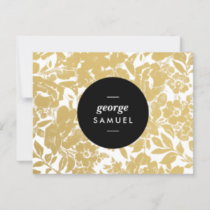 Elegant Gold Floral Design With Bold Black Circle Postcard