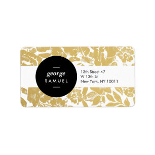Elegant Gold Floral Design With Bold Black Label