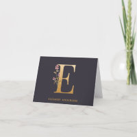Elegant Gold Floral E Monogram Chic Personalised