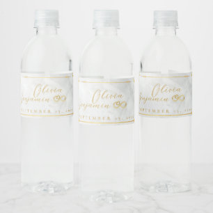 Elegant Gold Floral Frame Wedding Water Bottle Wat Water Bottle Label